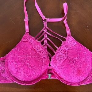 Pink Lace Strappy Bra